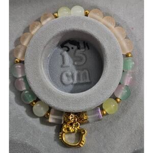 Hello Kitty Stretch Bracelet with Gold HK Dangle Charm #118